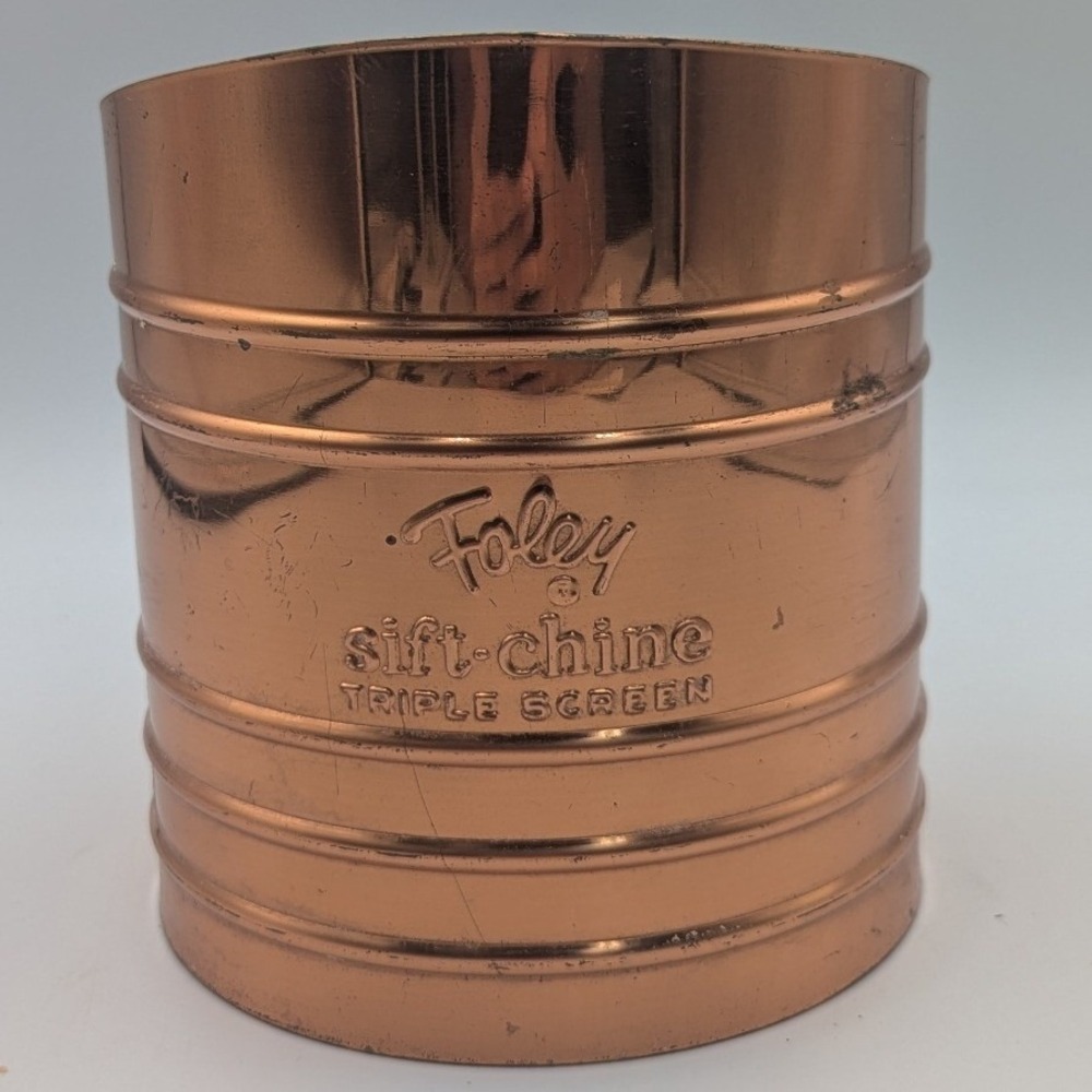 Foley Sift-Chine Sifter Copper Triple Screen Vintage Decor Only
